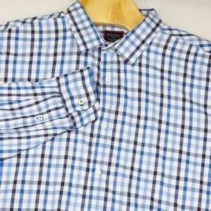 UNTUCKit Men's Shirt XXXL Blue White Plaid Button Down Long Sleeve Relaxed Fit